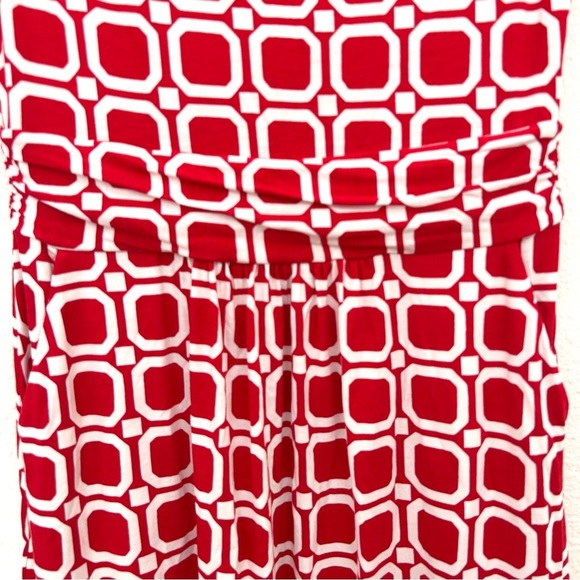 BODEN Amelie Stretch Jersey Dress Short Sleeve Geometric Red White Size US 6 - Picture 5 of 14